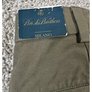 NEW‎ Brooks Brothers Milano Fit Mens Chino Pants Olive Flat Front Measures 36x27